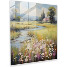 Popcas Huzurlu Kır Manzaralı Cam Tablo - Şık Ev Dekorasyonu Sessiz