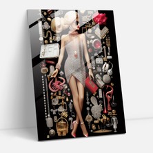 Popcas Barbie Cam Tablo - Büyüleyici Mozaik - Barbie Mozaik Koleksiyonu Moda Cam Tablo