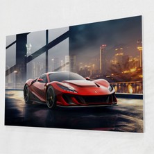Popcas Ferrari Gelecekten Gelen Cam Tablo - Modern Sanat Ferrari Cam Duvar Sanatı