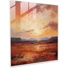 Popcas Çöl Günbatımı Cam Tablo - Çöl Modern Sanat Cam Tablo Yumuşak Fırça Çalışması