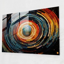 Popcas Satürn Mozaik Cam Tablo - Dünya Soyut Canlı Renkli Cam Parçaları