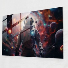 Popcas Astronot Cam Tablo - Dünya Modern Sanat Gezegenler Astronot