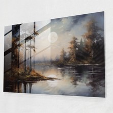 Popcas Ay Ev Dekorasyonu - Dünya Cam Tablo Duvar Dekorasyonu Ay