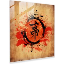 Popcas Asya Bilgeliği Cam Tablo - Asya Eski Çin Hat Sanatı Ev Dekorasyonu Uyum