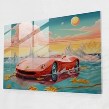 Popcas Ferrari Cam Tablo - Rüya Gibi Deniz Manzarası - Ev Dekorasyonu Hayal Gücü Gerçeküstü Sanat Eserleri