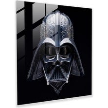 Popcas Sanatsal Cam Tablo - Merak Uyandıran Darth Vader Maskesi - Darth Vader Modern Sanat Cam Sanatı Star Wars