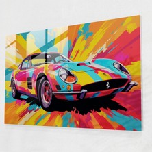 Popcas Ferrari Duvar Dekorasyonu - Pop Art Ferrari Cam Tablo