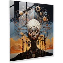 Popcas Rüya Gibi Sürrealist Cam Tablo - Afrika Halk Efsaneleri - Masalsı Cam Duvar Sanatı