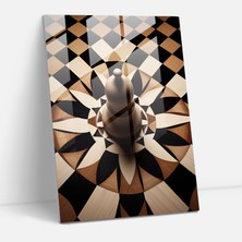 Popcas Şah Cam Tablo - Ev Dekorasyonu Geometrik Sanatsal Ifade