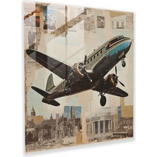 Popcas Uçak Cam Duvar Sanatı - Koleksiyon Sanatı - Uçak Nostalji Cam Sanatı