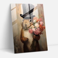 Popcas Hayvanlar Insan Kıyafetleriyle Kıyafetler Cam Tablo - Empresyonist Tablo - Hayvanlar Insan Kıyafetleriyle Papyon Şapkalı Sincap Hayvanlar Insan Kıyafetleriyle Empresyonist Tablo