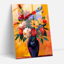 Popcas Pop Art Çiçekler Cam Tablo - Klasizm ve Popartın Buluşması Klasizmi Pop Art ile Birleştirin Cam Tablo Ev Dekorasyonu