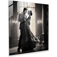 Popcas Zamanı Aşan Romantik Cam Tablo - Klasik Cam Tablo Ev Dekorasyonu Modern Sanat