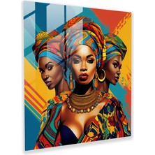 Popcas Geleneksel Ifade Cam Tablosu - Pop Art Illüstrasyonu Cam Duvar Dekoru