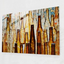 Popcas Bira Şişeleri Mozaik Cam Tablo - Bira Cam Duvar Sanatı Soyut Mozaik Eser Cam Sanatı