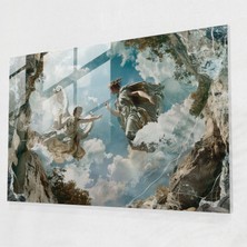 Popcas Klasik Yunan Mitolojisi Sahnesi Cam Tablo - Klasik Modern Sanat Ev Dekorasyonu