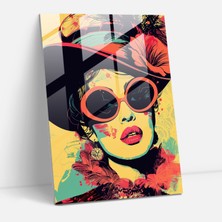 Popcas Klasik+Popart Temalı Vintage Moda Cam Tablo - Ev Dekorasyonu Modern Sanat