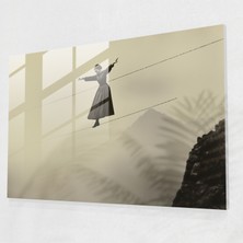 Popcas Circus Cam Tablo Sanatı - Sirk Denge Sanatçısı Vintage Siyah Beyaz Fotoğraf Sirk Cam Tablo