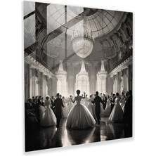 Popcas Klasik Salon Cam Tablo - Klasik Cam Duvar Sanatı Duvar Dekorasyonu Zamansız Güzellik