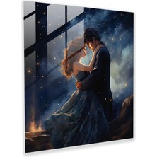 Popcas Klasik Romantik Cam Tablo - Klasik Aşıklar Cam Duvar Sanatı Ev Dekorasyonu