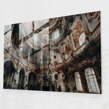 Popcas Barok Tarzı Tablo Modern Sanat - Barok Cam Tablo Süslü Mimarlık