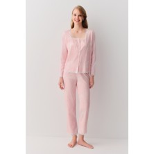 Suwen Sakura Gömlek Yaka Pijama Takımı