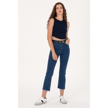 U.S. Polo Assn. Kadın Mavi Slim Flare Cropped Fit Jean Pantolon 50296001-DN0022
