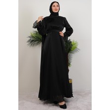 Omuzdan Pelerinli Elbise Siyah