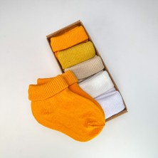 Akface Unisex Kutulu Safari Renkler Organik 5 Li Yıkanmış Yenidoğan ve Erkek Bebek Çorabı 0-2 Yaş