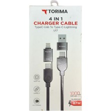 Torima 4-In-1 Şarj Kablosu – Type-C, USB & Lightning, 87W Hızlı Şarj