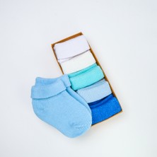 Akface Ocean Renkler Organik 5 Li Yıkanmış Yenidoğan ve Erkek Bebek Çorabı 0-2 Yaş