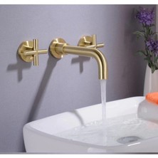 Banyo Lavabo Bataryası Ankastre Mat Gold 3'lü Set Yeni 7 Yıl Garantili+Sıva Altı Dahil İthal