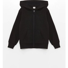 Lcw Kids Siyah Uzun Kollu Kız Çocuk Kalın Fermuarlı Sweatshirt