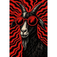 Özkacar Group Havalı Keçi (Goat)Ev Duvar Var Salon Güzellik Salonu Ofis Dükkan Dekarasyon Kanvas Tablo