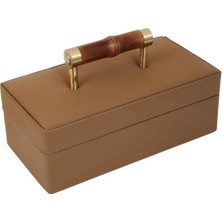 Kahve Altın Kulplu Dekoratif Kutu 11X21CM