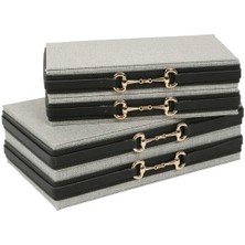 Gri Siyah 2'li Dekoratif Kutu