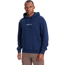 Erkek Gj Eskitme Görünümlü Kapüşonlu Sweatshirt - Lacivert