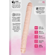 LoveXO 43 cm Çift Taraflı Renkli Ultra Esnek Dildo Ten Rengi