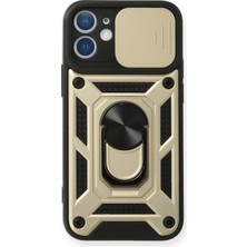 iPhone 12 Mini Kılıf Pars Lens Yüzüklü Silikon - Gold - AKMONL7625-2196