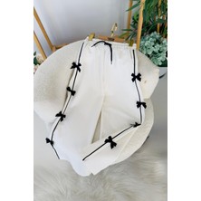 Miniğimin Cicileri Kız Çocuk Fiyonk Detaylı Ispanyol Tayt - Beyaz