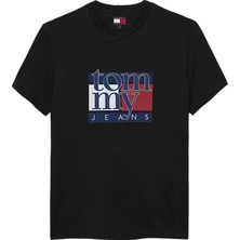 Erkek Slim Fit Logo Baskılı T-Shirt - Siyah