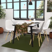 Green Daisy Runner 140X45CM ( Ince Keten, Uluslararası Yıkama ve Solmama Sertifikası)