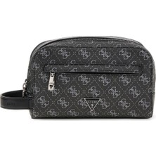 Erkek Monogram Desenli Iki Bölmeli El Çantası - Siyah