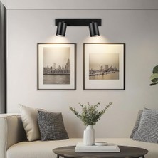 Riolight Modern Siyah Mutfak,salon,giyinme Odası,cafeler Için Gün Işiğı Metal1 2li Spot(Ampul Dahil)