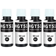 Hp GT51XL-X4E40AE Siyah Muadil Mürekkep Yüksek Kapasiteli 90 ml Hp Ink Tank 115 (2LB19A) Uyumlu 4 Adet