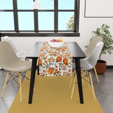 Orange Lotus Runner 140X45CM ( Ince Keten, Uluslararası Yıkama ve Solmama Sertifikası)
