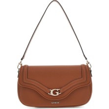 Kadın Metal Aksesuarlı Baget Omuz Çantası - Kahverengi