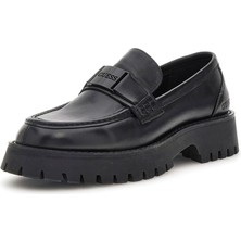 Guess Erkek  Gorizia Siyah Deri Erkek Makosen Kalın Tabanlı Slip-on Ayakkabı Modern Tasarım
