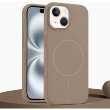 Apple iPhone 14 Plus Uyumlu Kılıf Zebana Liquid Soft Silikon Kılıf (Kablosuz Şarj Destekli) Desert Titanyum