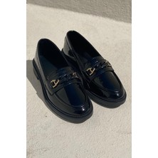 Entra Rugan Siyah Kadın Loafer